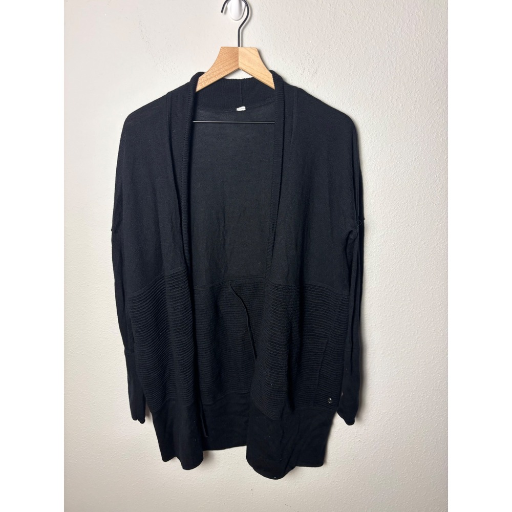 Lululemon Sit In Lotus Wrap Black Open Front Cardigan Sweater Size M